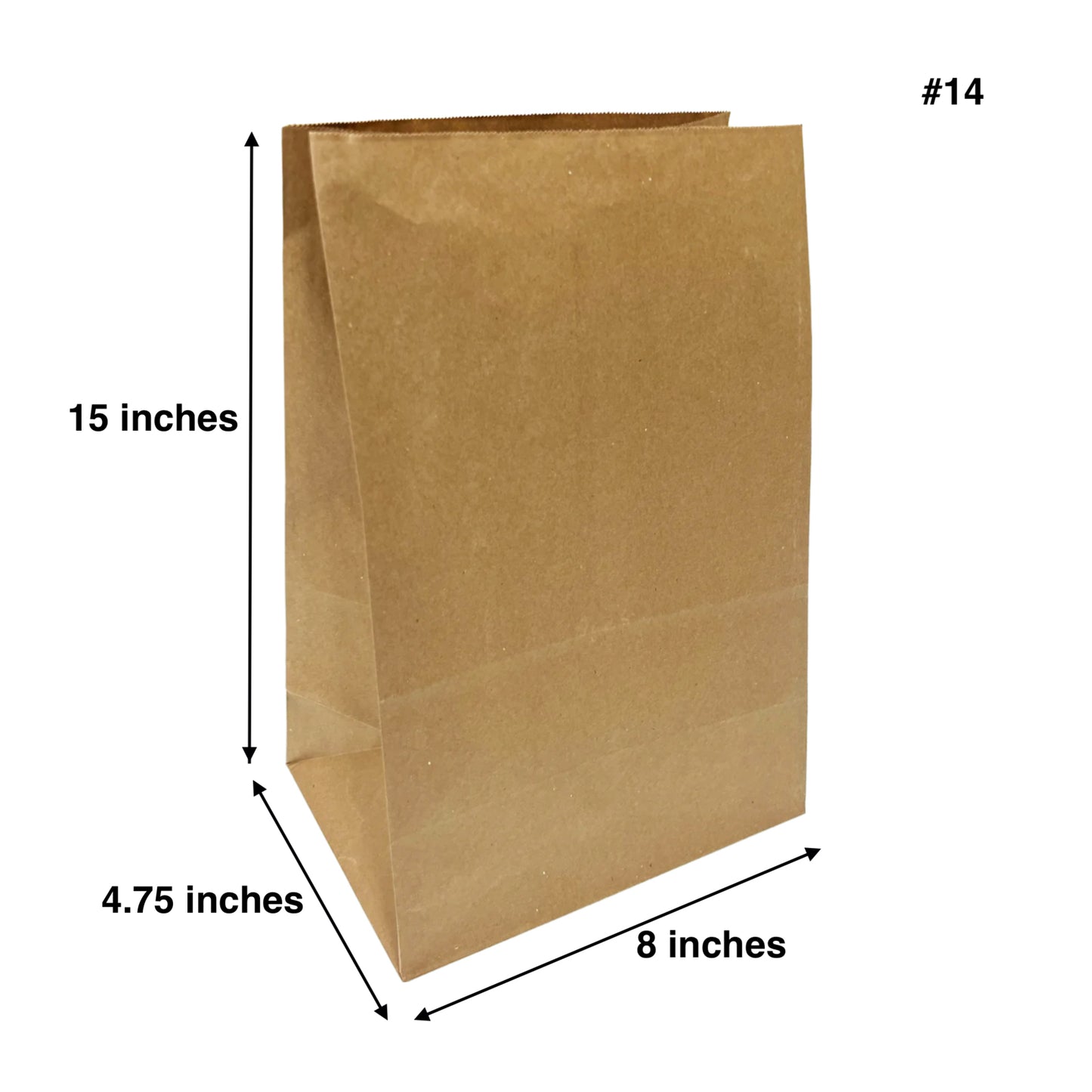 500pcs #14 Grocery Bags 8x4.75x15 inches; $0.06/pc
