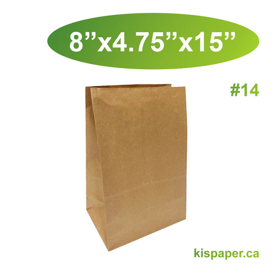 500pcs #14 Grocery Bags 8x4.75x15 inches; $0.06/pc