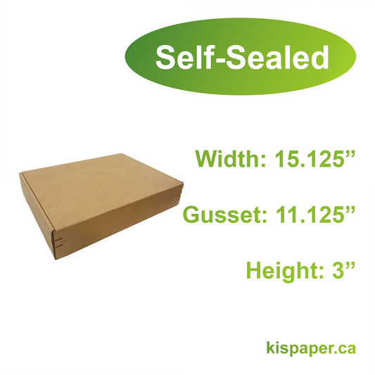 15.125" x 11.125" x 3" - Kraft Mailer Boxes Self-Seal Tape - Bundle of 40 - KIS PAPER - 1280; $2.223/pc