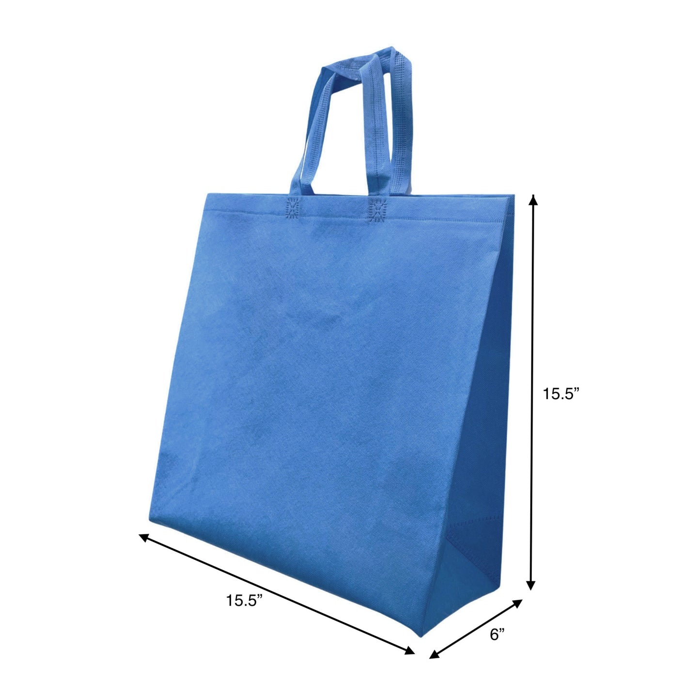 200pcs, Grocer, 15.5x6x15.5 inches, Blue Non-Woven Reusable shopping Bags, with Flat handle