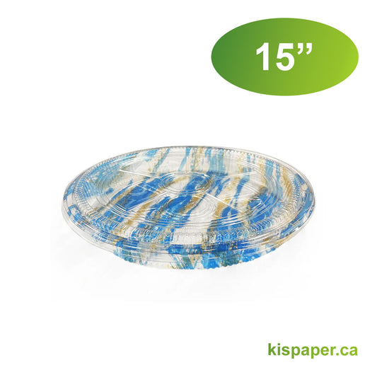 15" - PET Round Sushi Tray Sets - Carton of 120 - KIS PAPER - 5201; $1.20/set