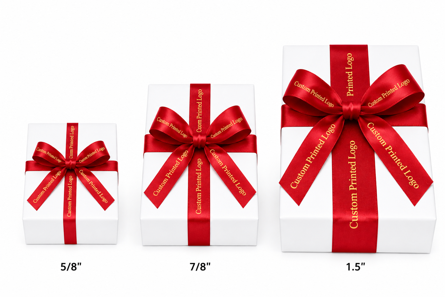 Custom Print Red Solid Single-Face Satin Ribbon – 3 Sizes (⅝″, ⅞″, 1½″)