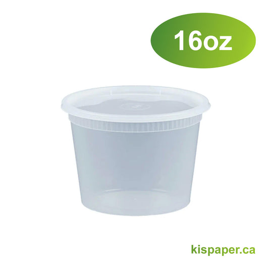 16oz - Plastic Deli Soup Containers Sets Clear - Carton of 240 - KIS PAPER - 5058; $0.161/set