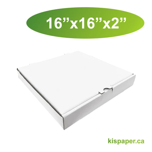 16" x 16" x 2" - White Pizza Boxes - Carton of 50 - KIS PAPER - 5482; $0.91/pc