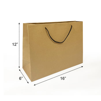 Euro Tote Kraft Paper Bags 16" x 6" x 12" with Rope Handles "150 pcs/case SKU #5313