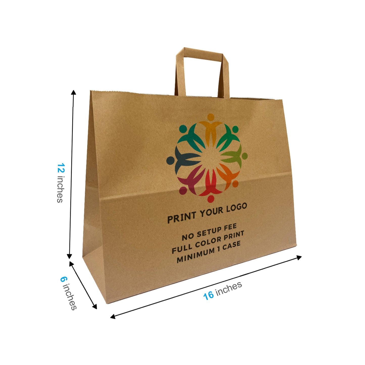 300pcs, Vogue 16x6x12 inches Kraft Paper Bags Twisted Handles; Full Color Custom Print, Printed in Canada