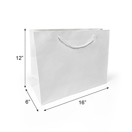 150 Pcs, Vogue, 16x6x12 inches, Euro Tote Paper Bags, with Rope Handle