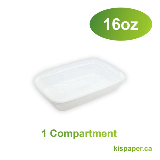 16oz - PP Rectangle Container Combo Set White - Carton of 150 - KIS PAPER - 5153; $0.22/set