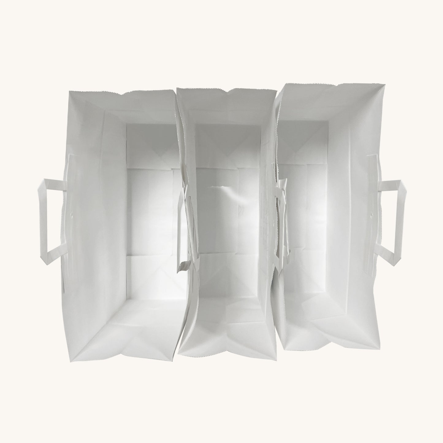 300 Pcs, Vogue, 16x6x12 inches, White Kraft Paper Bags, with Flat Handles