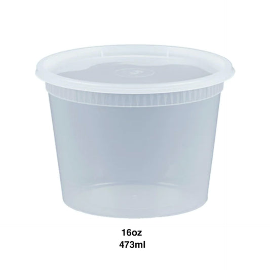 KIS-S16G | 240sets 16oz, 473ml Clear Plastic Deli Containers and Lids Combo; $0.156/set