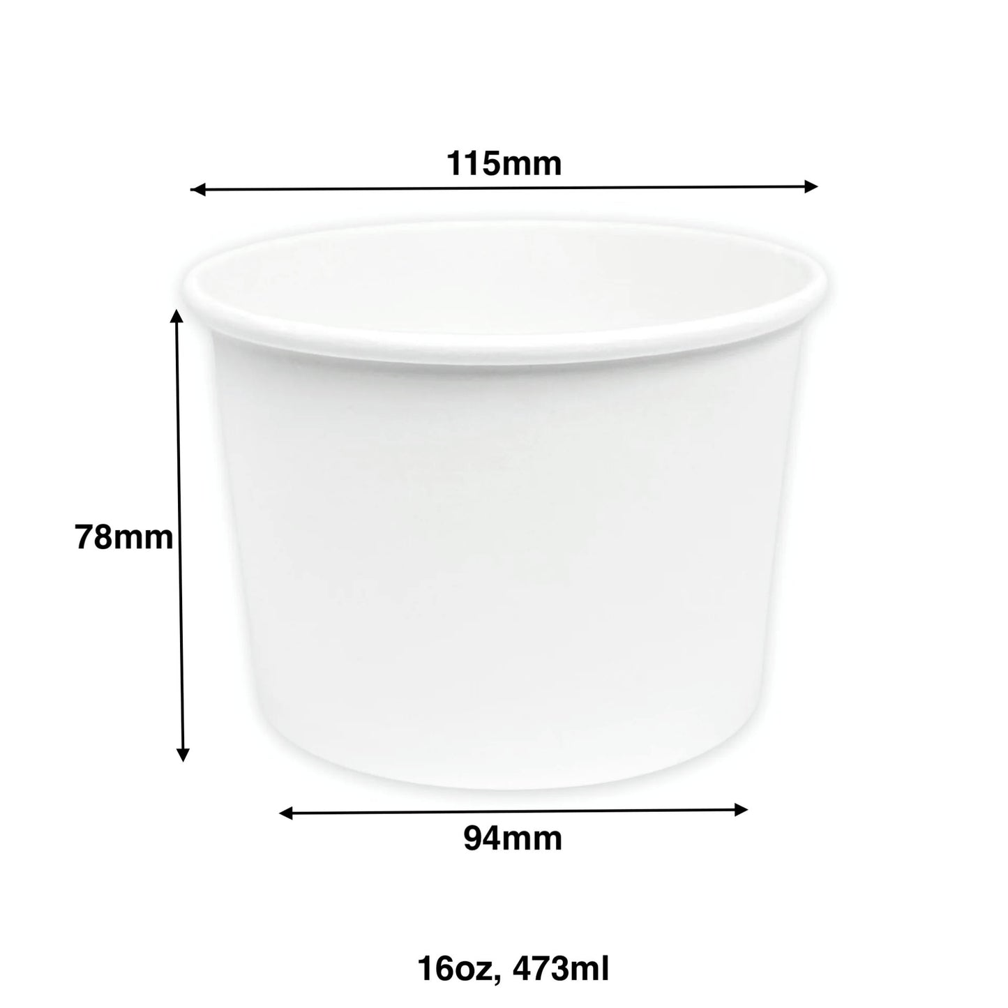 16oz - Paper Soup Container White - Carton of 500 - KIS PAPER - 1017; From $0.107/pc