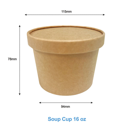 50 Sets/500 Sets, 16oz, 480ml, Paper Soup Cup, with Paper Lid