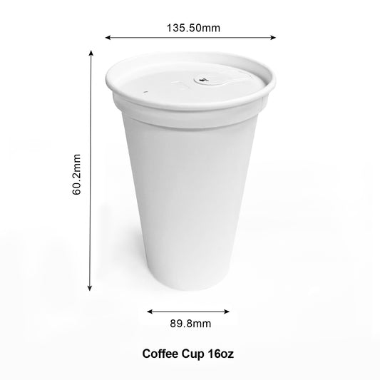 16oz - Paper Hot Coffee Cup Set White with Paper Lid - Carton of 1000 - KIS PAPER - 1143; From $0.21/set