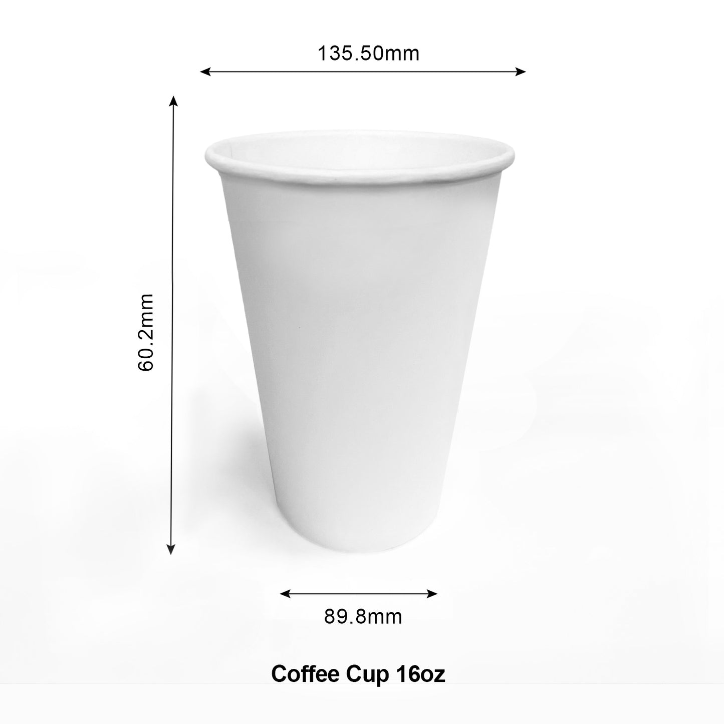 16oz - 90mm White Paper Hot Coffee Cup - Carton of 1000 - KIS PAPER - 5141; From $0.116/pc