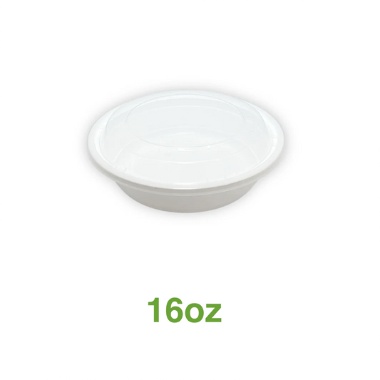 16oz - PP Round Container 6" Combo Set White - Carton of 150 - KIS PAPER - 5875; $0.19/set