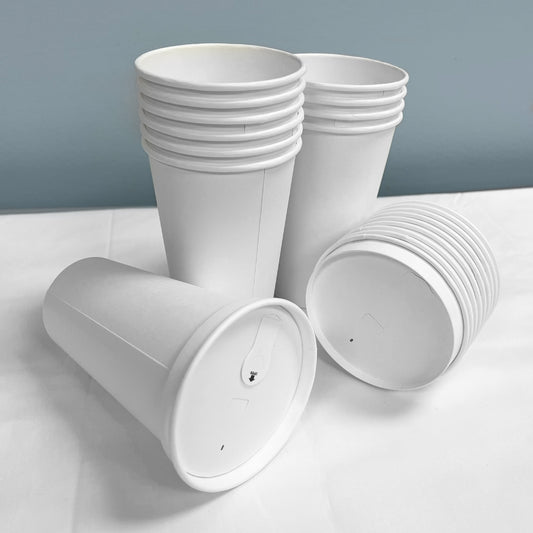 4/8/10/12/16/20oz White Paper Lid for Hot Coffee Cup- Carton of 1000 - KIS PAPER; From $0.23/set