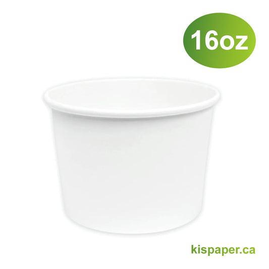 16oz - Paper Soup Container White - Carton of 500 - KIS PAPER - 5017; From $0.126/pc