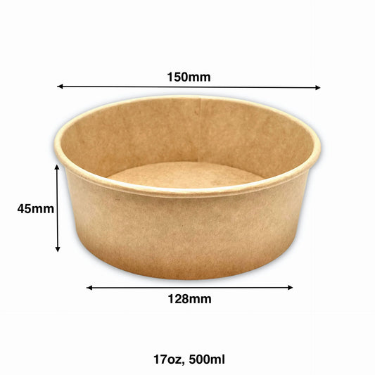 500ml - Paper Salad Bowl Kraft - Carton of 300 - KIS PAPER - 1037; From $0.13/pc