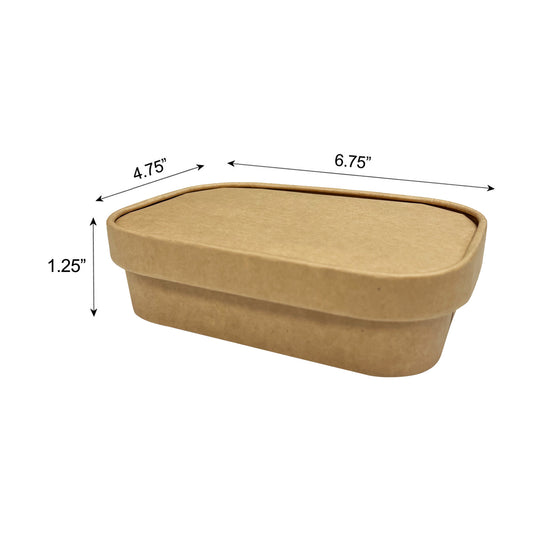 50 Sets/300 Sets, 17oz, 500ml, Kraft Paper Rectangle Containers, with Paper Lids