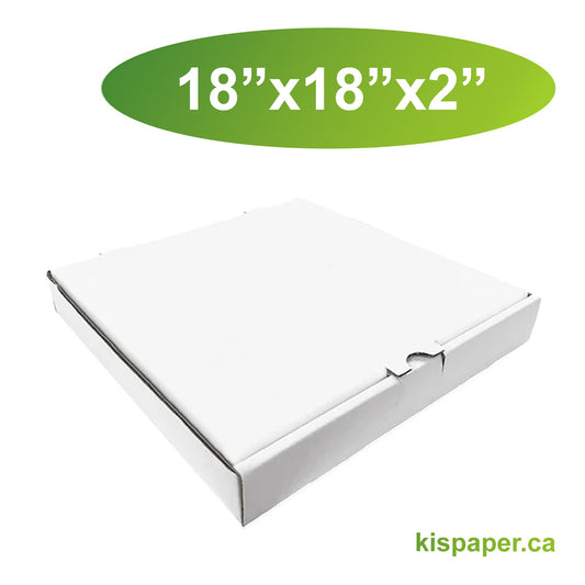 18" x 18" x 2" - White Pizza Boxes - Carton of 50 - KIS PAPER - 5483; $1.01/pc