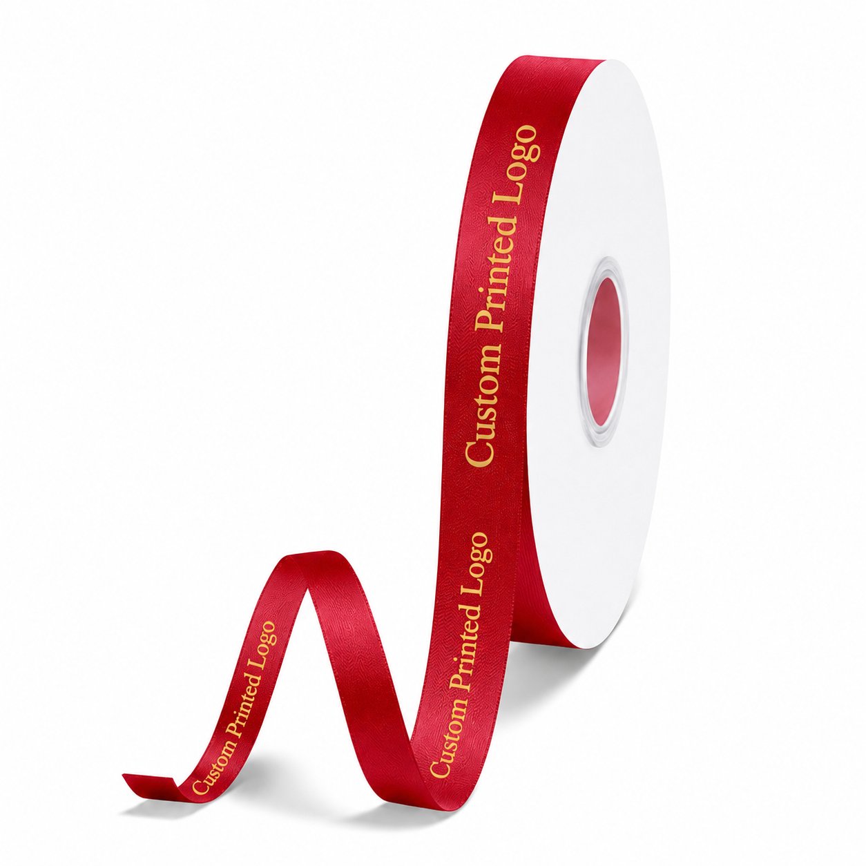 Custom Print Red Solid Single-Face Satin Ribbon – 3 Sizes (⅝″, ⅞″, 1½″)