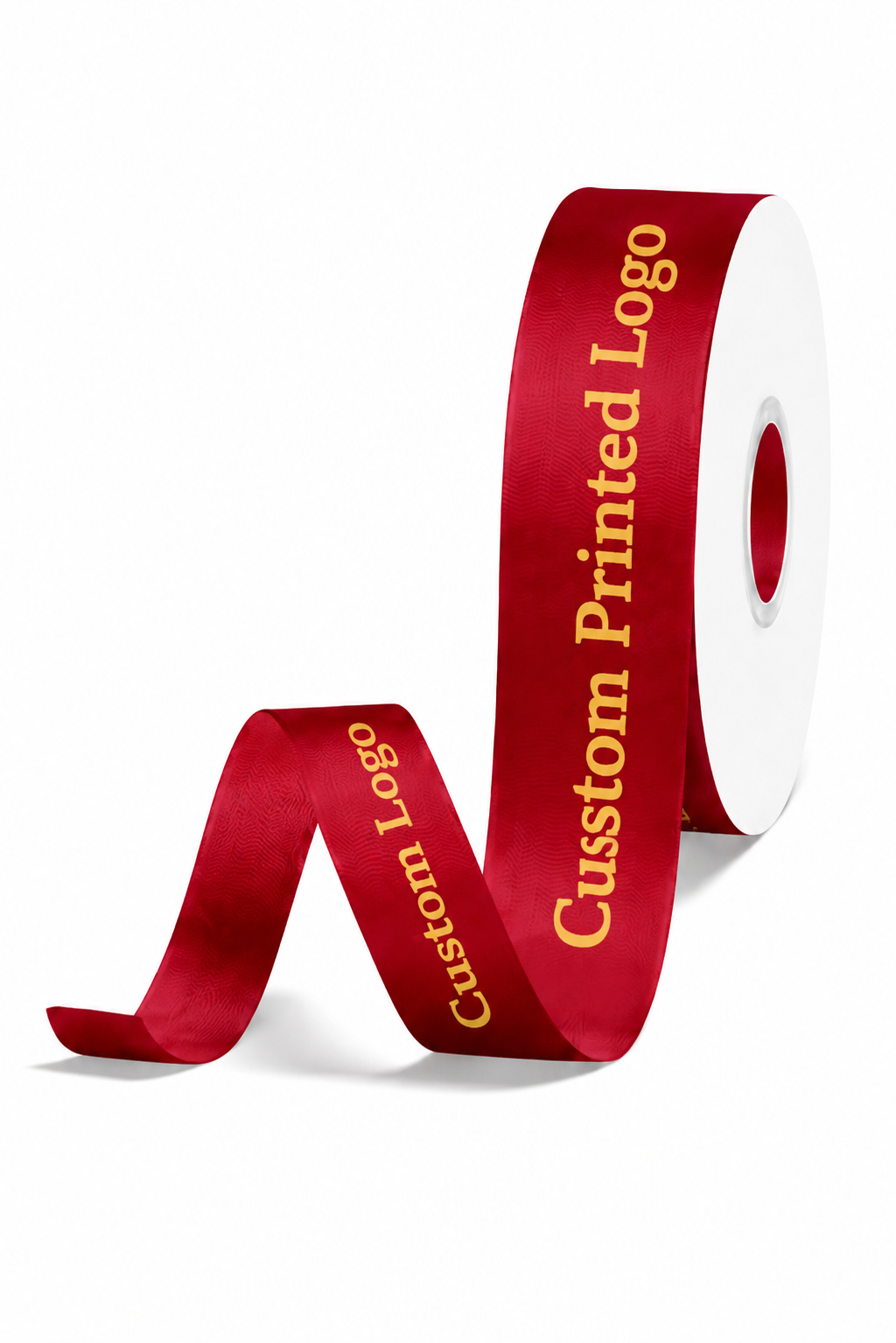 Custom Print Scarlet Solid Single-Face Satin Ribbon – 3 Sizes (⅝″, ⅞″, 1½″)