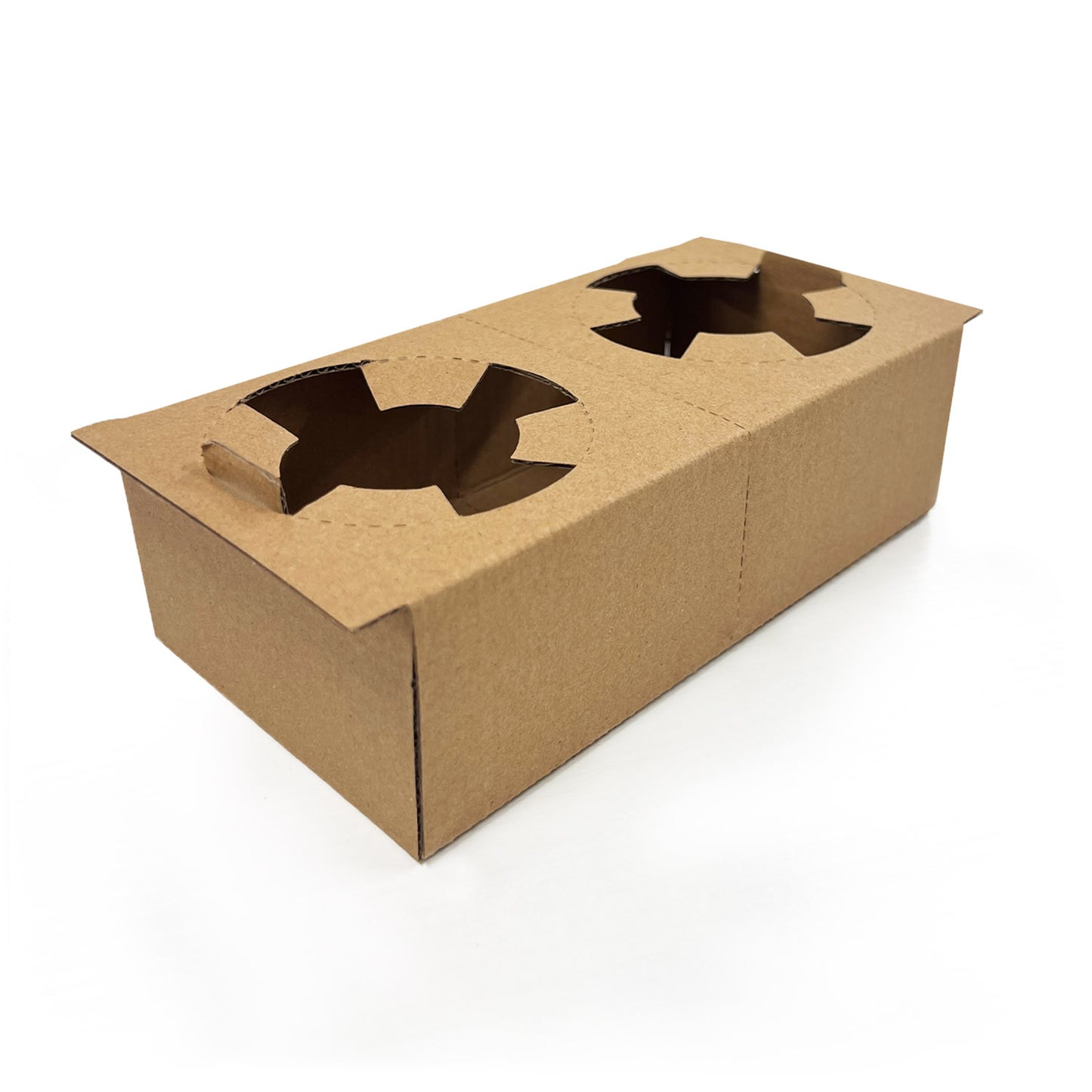 2 Cups - Kraft Foldable Paper Cup Holder Tray Corrugated - Carton of 400 - KIS PAPER - 1218; C$0.10/pc