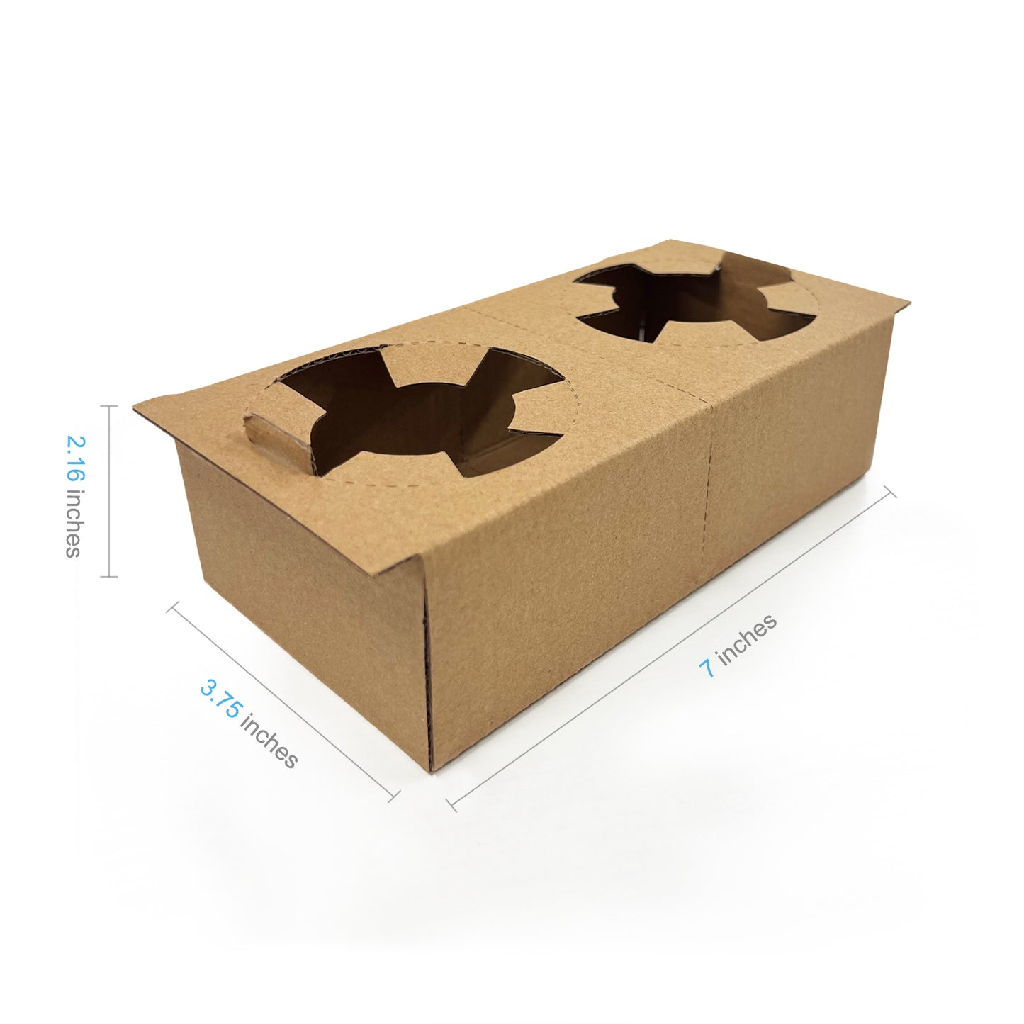 2 Cups - Kraft Foldable Paper Cup Holder Tray Corrugated - Carton of 400 - KIS PAPER - 1218; C$0.10/pc