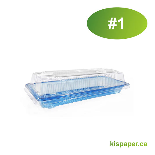 #1 - 8.7" x 3.6" x 2.1" - PET Rectangle Sushi Tray Sets - Carton of 400 - KIS PAPER - 5202; $0.16/set