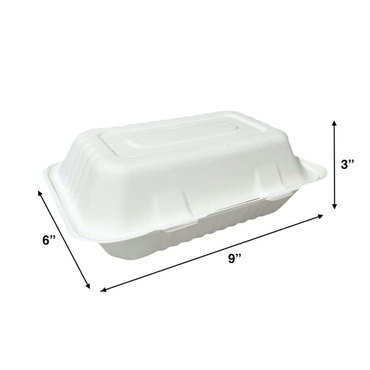 KIS-S9631 | 9x6x3 inches, 1-Compartment, Sugarcane Clamshell Food Container; $0.170/pc