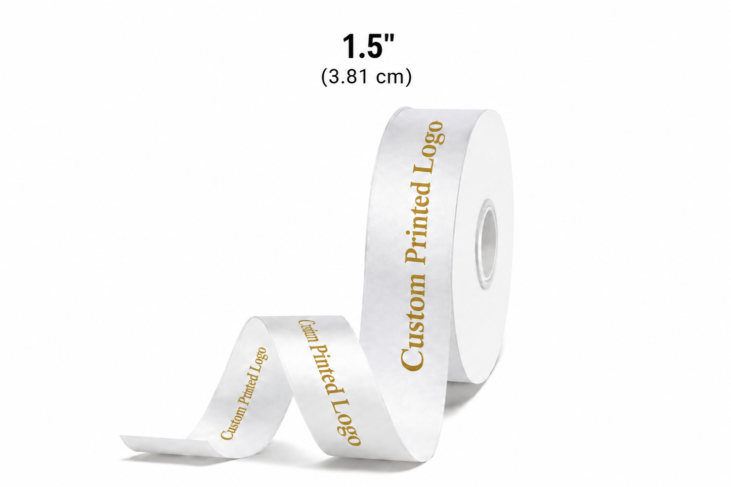 Custom Print White Solid Single-Face Satin Ribbon – 3 Sizes (⅝″, ⅞″, 1½″)