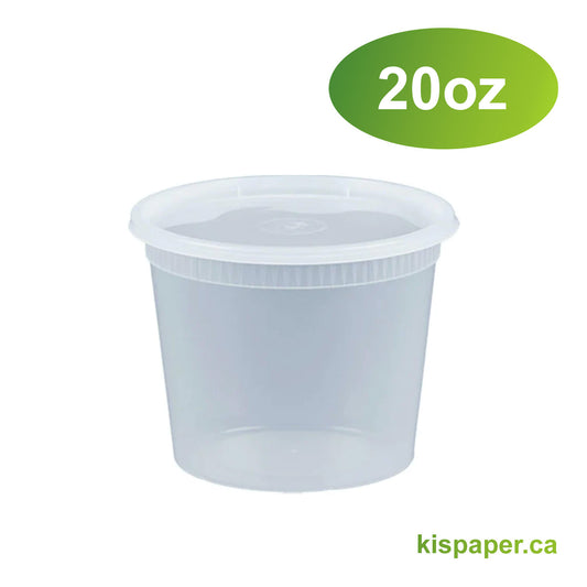 20oz - Plastic Deli Soup Containers Sets Clear - Carton of 240 - KIS PAPER - 5059; $0.179/set