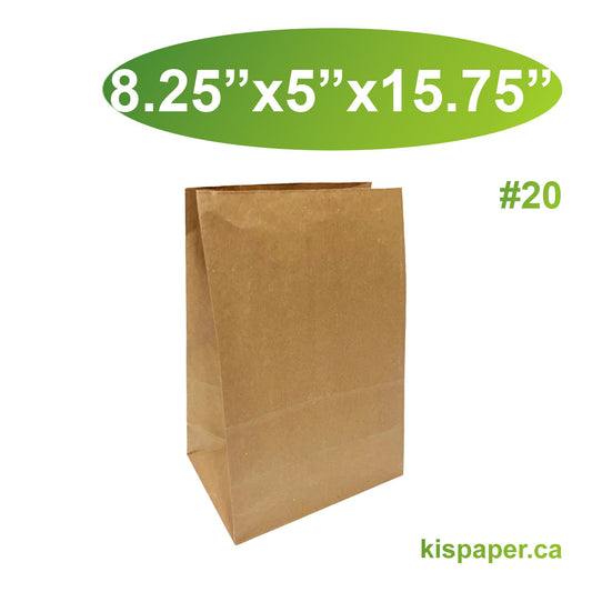 500pcs #20 Grocery Bags 8.25x5x15.75 inches; $0.076/pc