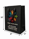 Custom Printed Euro Tote Laminated Cub Black Paper Bags (8.5″ × 4.75″ × 10.25″) with Ribbon Handles - SKU 6122