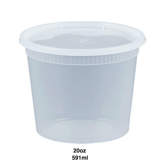 KIS-S20G | 240sets 20oz, 591ml Clear Plastic Deli Containers and Lids Combo; $0.172/set