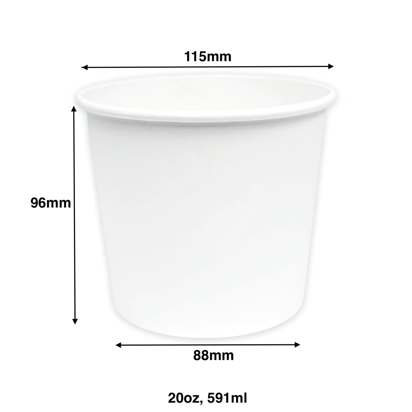 20oz - Paper Soup Container White - Carton of 500 - KIS PAPER - 5018; From $0.13/pc