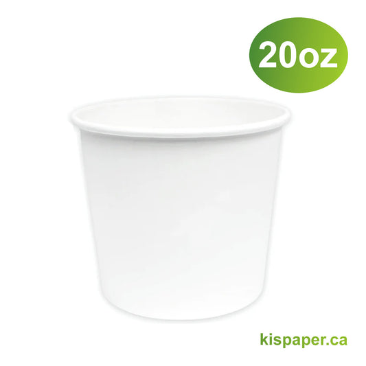 20oz - Paper Soup Container White - Carton of 500 - KIS PAPER - 5018; From $0.13/pc