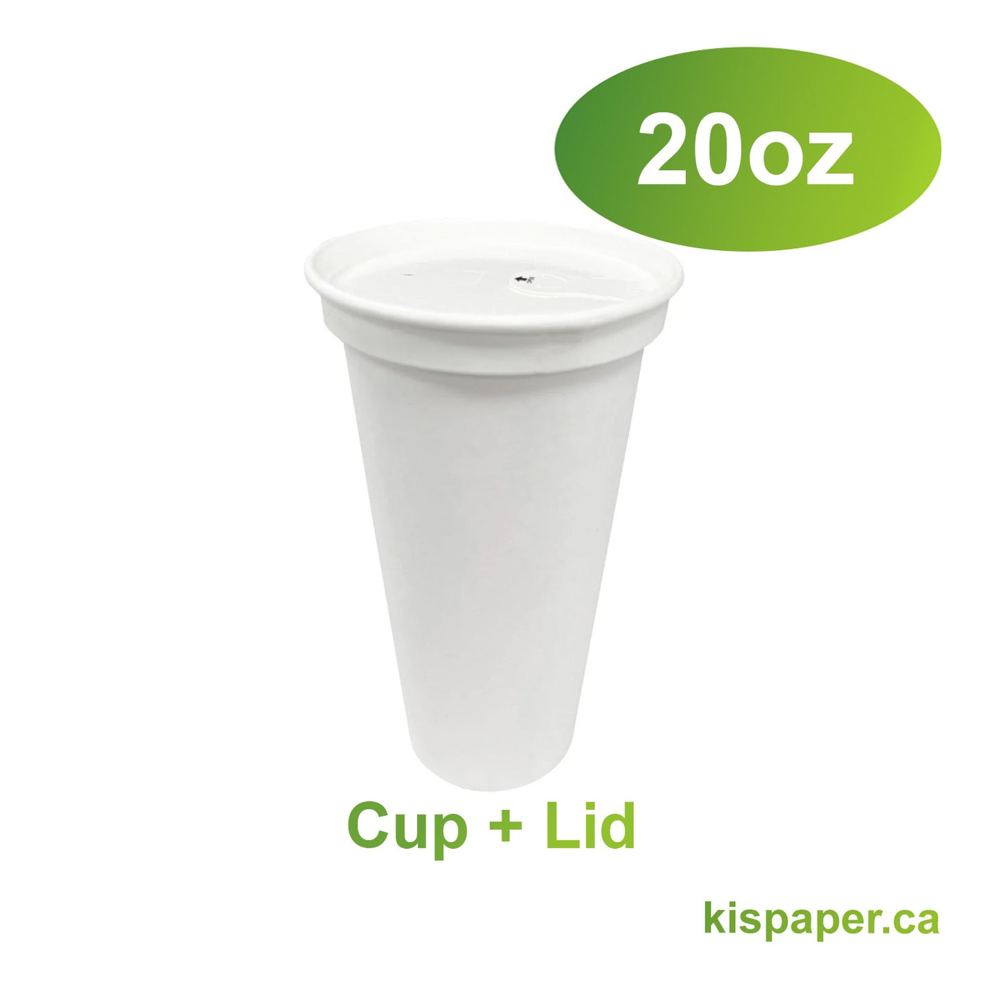 20oz - Paper Hot Coffee Cup Set White with Paper Lid- Carton of 1000 - KIS PAPER - 1144; From $0.23/set