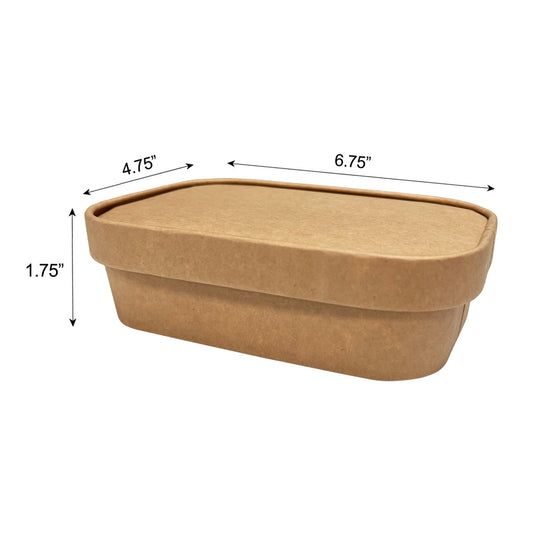 50 Sets/300 Sets, 22oz, 650ml, Kraft Paper Rectangle Containers, with Paper Lids
