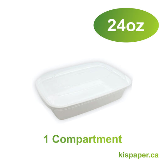 24oz - PP Rectangle Container Combo Set White - Carton of 150 - KIS PAPER - 5154; $0.23/set