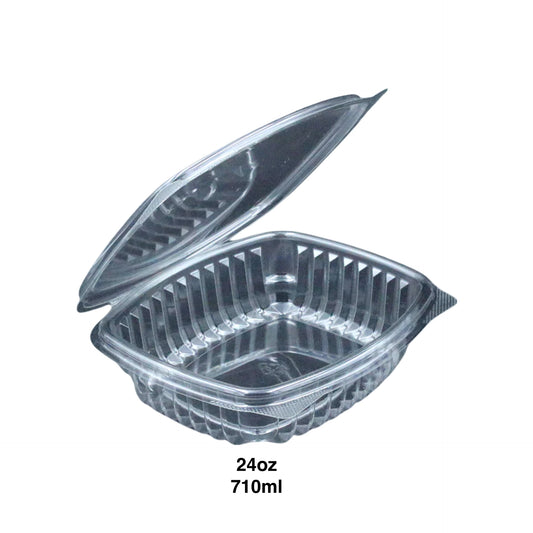 KIS-HL24G | 24oz, 710ml Clear Hinged PET Container; $0.333/pc