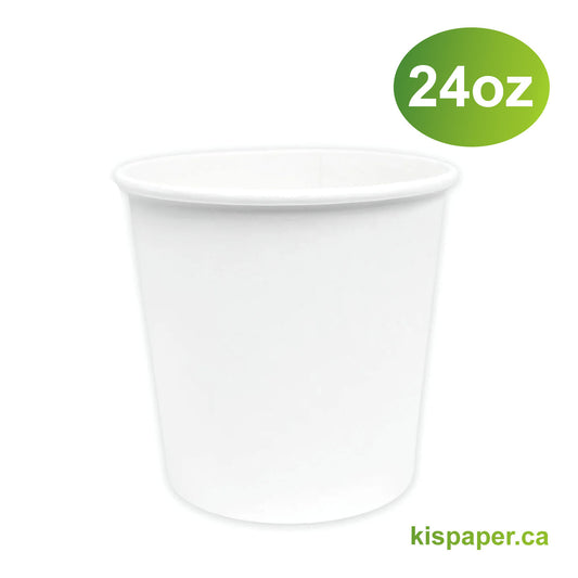 24oz - Paper Soup Container White - Carton of 500 - KIS PAPER - 5019; From $0.14/pc