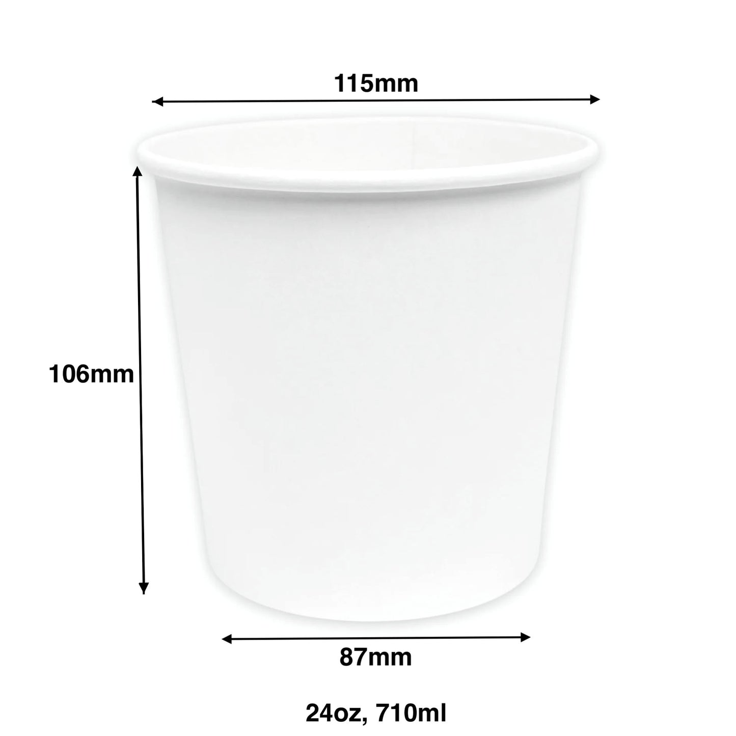 24oz - Paper Soup Container White - Carton of 500 - KIS PAPER - 1019; From $0.119/pc