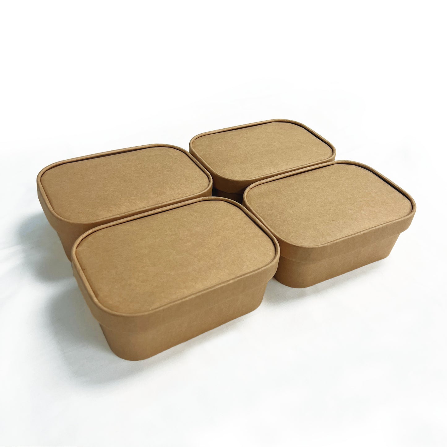 50 Sets/300 Sets, 25oz, 750ml, Kraft Paper Rectangle Containers, with Paper Lids