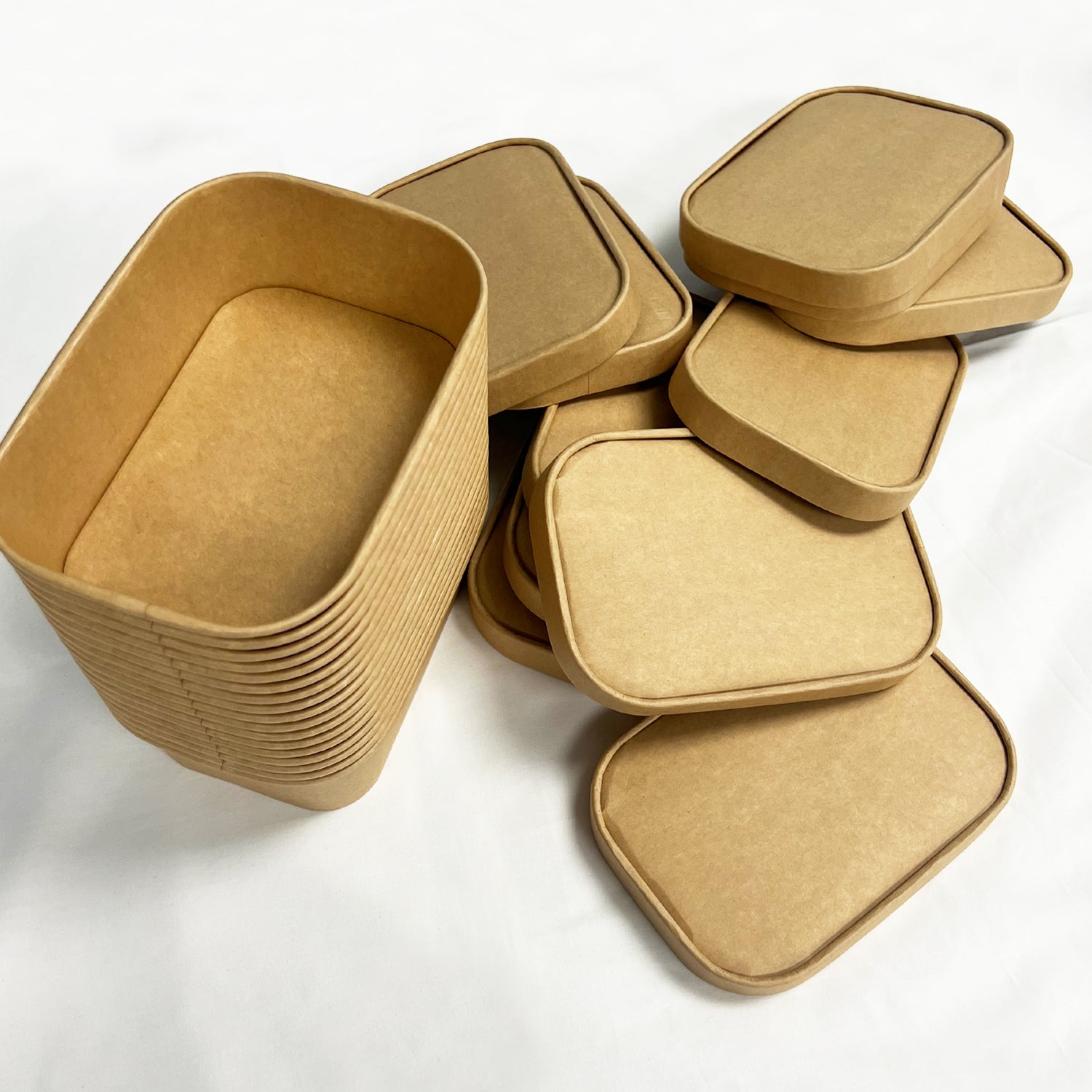 50 Sets/300 Sets, 25oz, 750ml, Kraft Paper Rectangle Containers, with Paper Lids
