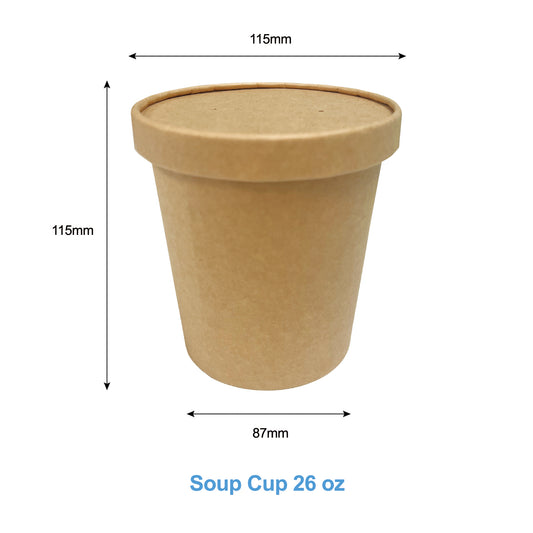 50 Sets/500 Sets, 26oz, 780ml, Paper Soup Cup, with Paper Lid