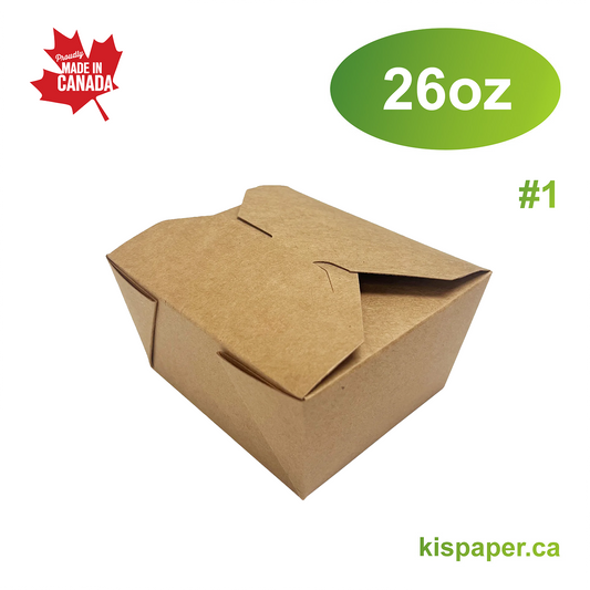 #1 - 26oz Paper Take Out Box Kraft - Carton of 300 - KIS PAPER - 5879; From $0.15/pc