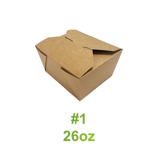 #1 - 26oz Paper Take Out Box Kraft - Carton of 300 - KIS PAPER - 5879; From $0.15/pc