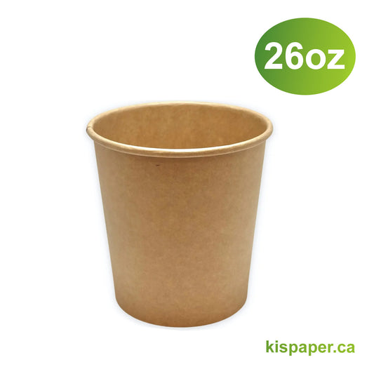 26oz - Paper Soup Containers Kraft - Carton of 500 - KIS PAPER - 5003; From $0.16/pc