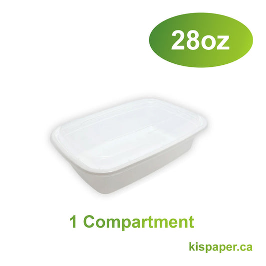 28oz - 9" x 6" PP Rectangle Container Combo Set White - Carton of 150 - KIS PAPER - 5155; $0.28/set